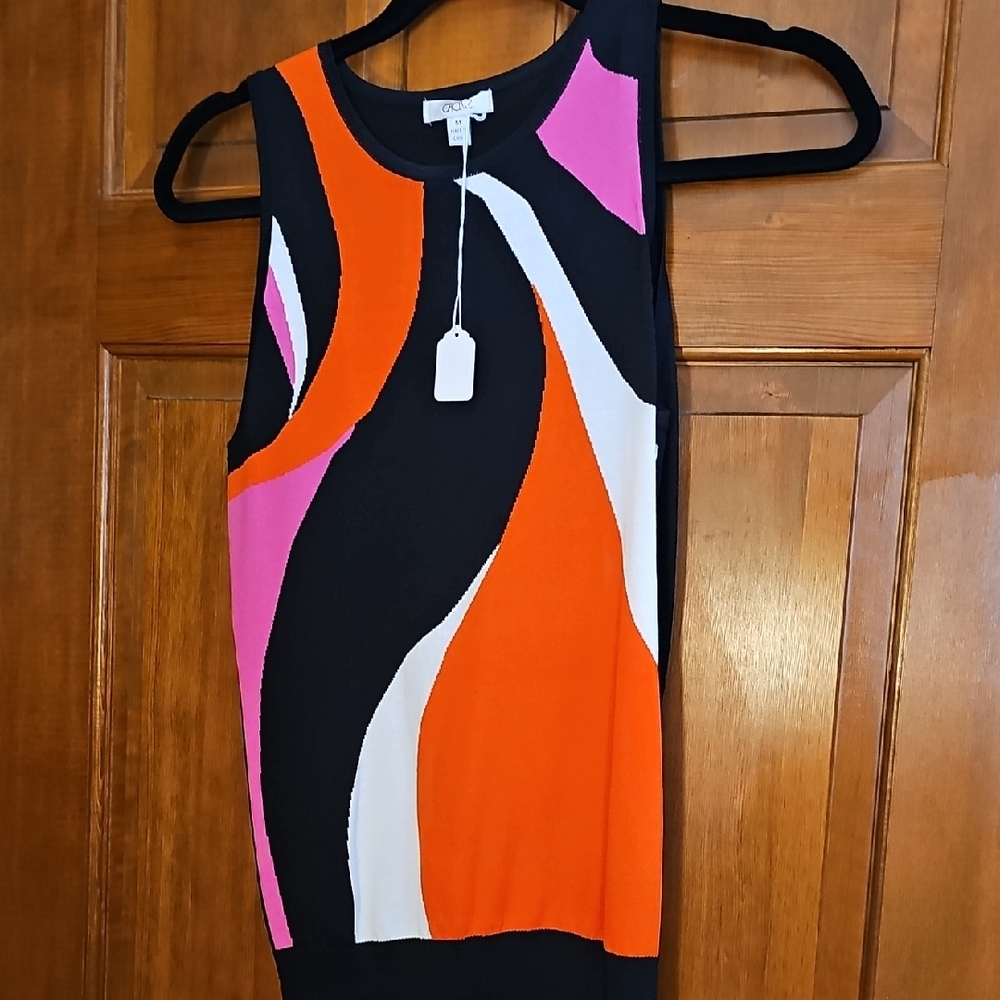 Cache Black, Pink, Orange, and White Tank Top